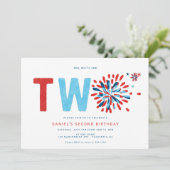 Rood wit en blauw 4 juli tweede verjaardag kaart (Staand voorkant)