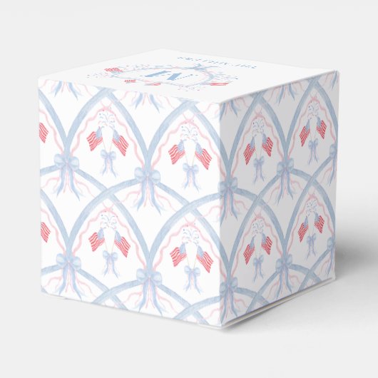 Rood, Wit en Blauw 4 juli Vlag Patroon Bedankdoosjes (Achterkant)