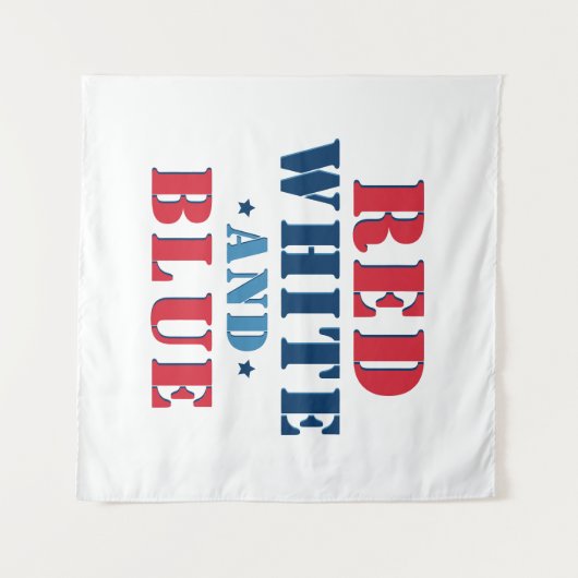 Rood Wit en Blauw 4 juli Wandkleed (Voorkant (horizontaal))