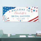 Rood Wit en Blauw 4 Juli Welkom Bruidsfeest Spandoek (Beurs)