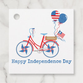 Rood Wit en Blauw 4 juli Whimsical Fiets Bedankjes Labels
