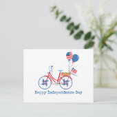 Rood Wit en Blauw 4 juli Whimsical Fiets Briefkaart (Staand voorkant)