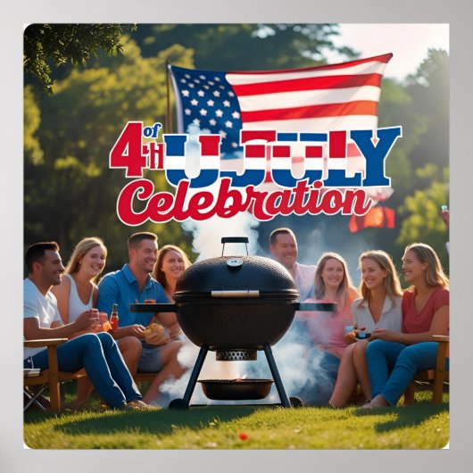 Rood, wit en blauw 4th of July Scene Poster (Voorkant)