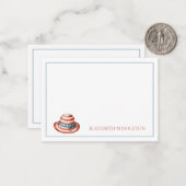 Rood Wit en Blauw 4th van Juli Sunhat Notitiekaartje (Voorkant / Achterkant in situ)