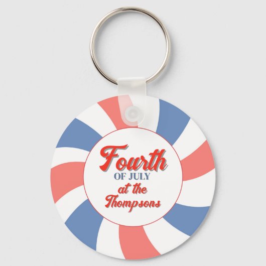 Rood Wit en Blauw Aangepaste Vierde juli Sleutelhanger (Achterkant)