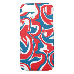 Rood wit en blauw abstract patroon 	iPhone 8/7 hoesje
