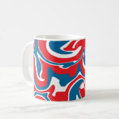 Rood wit en blauw abstract patroon koffiemok (Voorkant links)