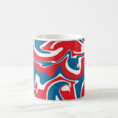 Rood wit en blauw abstract patroon koffiemok (Center)