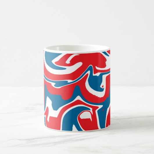 Rood wit en blauw abstract patroon koffiemok (Center)
