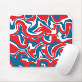 Rood wit en blauw abstract patroon muismat (Met muis)