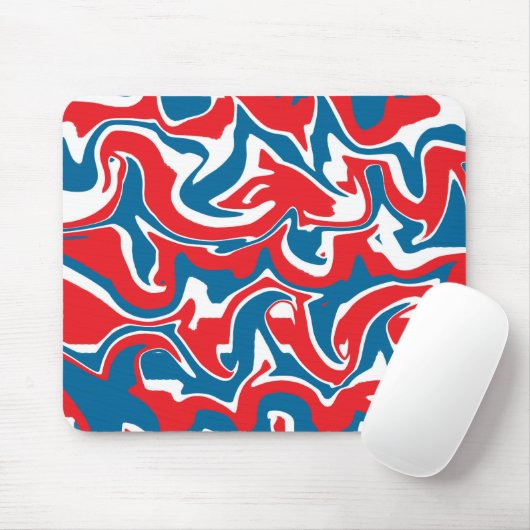 Rood wit en blauw abstract patroon muismat (Met muis)