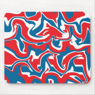 Rood wit en blauw abstract patroon muismat