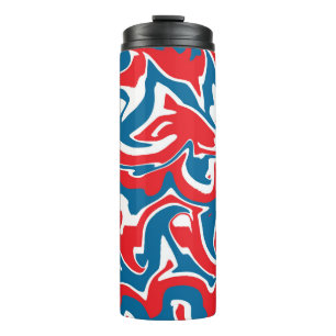 Rood wit en blauw abstract patroon thermosbeker