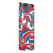 Rood wit en blauw abstract patroon thermosbeker (Geroteerd rechts)