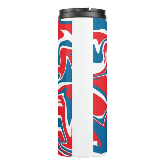 Rood wit en blauw abstract patroon thermosbeker (Achterkant)