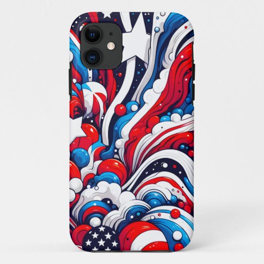 Rood, Wit en Blauw Abstract US Flag Patriottisch Case-Mate iPhone Case (Achterkant)