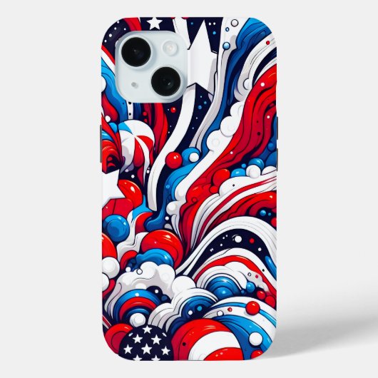Rood, Wit en Blauw Abstract US Flag Patriottisch Case-Mate iPhone Case (Achterkant)