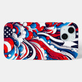 Rood, Wit en Blauw Abstract US Flag Patriottisch Case-Mate iPhone Case (Achterkant (horizontaal))