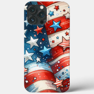 Rood, Wit en Blauw Abstract US Flag Patriottisch Case-Mate iPhone Case