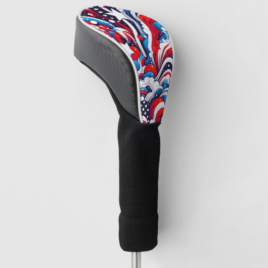 Rood, Wit en Blauw Abstract US Flag Patriottisch Golfheadcover (Schuin)