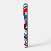 Rood, Wit en Blauw Abstract US Flag Patriottisch iPhone 15 Case (Linkerkant)