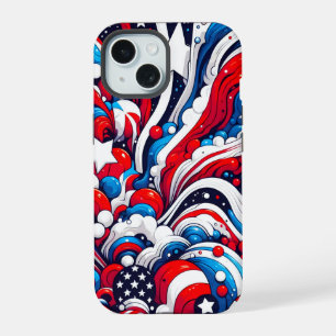 Rood, Wit en Blauw Abstract US Flag Patriottisch iPhone 15 Case