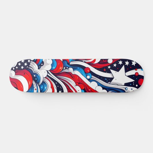 Rood, Wit en Blauw Abstract US Flag Patriottisch Persoonlijk Skateboard (Horizontaal)