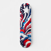 Rood, Wit en Blauw Abstract US Flag Patriottisch Persoonlijk Skateboard (Voorkant)