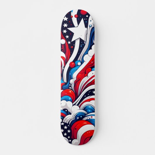 Rood, Wit en Blauw Abstract US Flag Patriottisch Persoonlijk Skateboard (Voorkant)