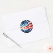 Rood, Wit en Blauw Abstract US Flag Patriottisch Ronde Sticker (Envelop)
