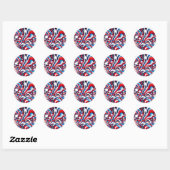 Rood, Wit en Blauw Abstract US Flag Patriottisch Ronde Sticker (Vel)