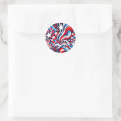 Rood, Wit en Blauw Abstract US Flag Patriottisch Ronde Sticker (Tas)