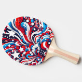 Rood, Wit en Blauw Abstract US Flag Patriottisch Tafeltennisbatje (Zijkant)