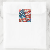 Rood, Wit en Blauw Abstract US Flag Patriottisch Vierkante Sticker (Tas)