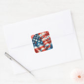 Rood, Wit en Blauw Abstract US Flag Patriottisch Vierkante Sticker (Envelop)