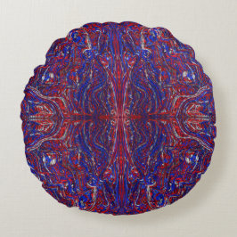 Rood Wit en Blauw Abstracte Moderne Wervelingen Rond Kussen
