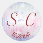 Rood wit en blauw Achtergrond Eerste Initiaal Ronde Sticker (Voorkant)