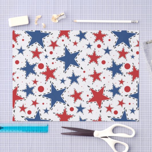 Rood, wit en blauw afdrukpatroon tissuepapier (Craft)