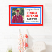 Rood wit en blauw Afstudeerder Eén foto Spandoek (Insitu)