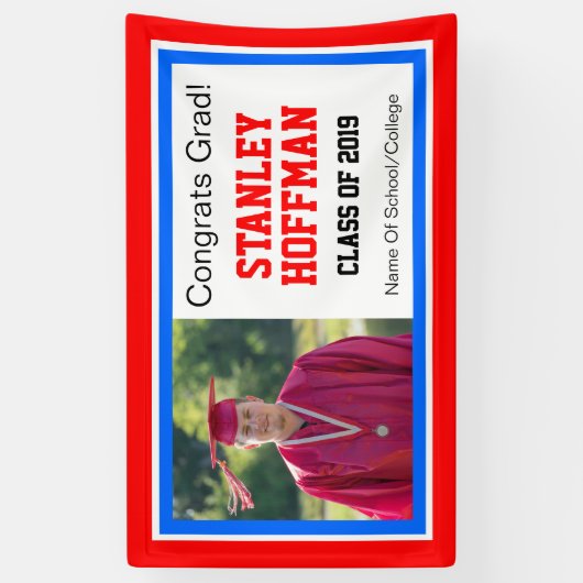 Rood wit en blauw Afstudeerder Eén foto Spandoek (Verticaal)