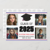 Rood, wit en blauw Afstuderen Aankondiging (Voorkant / Achterkant)