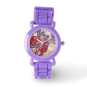 Rood Wit en Blauw All American Barrel Racer Horloge