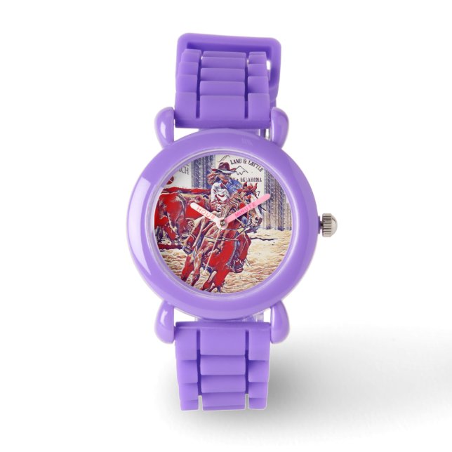 Rood Wit en Blauw All American Barrel Racer Horloge (Voorkant)
