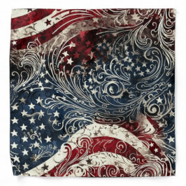  rood, wit en blauw Americana Grunge Bandana