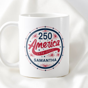 Rood Wit en Blauw America's 250e Verjaardag Koffiemok