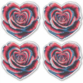 Rood Wit en Blauw Amerikaans Patriottisch Hart Roz Sticker (Voorkant)