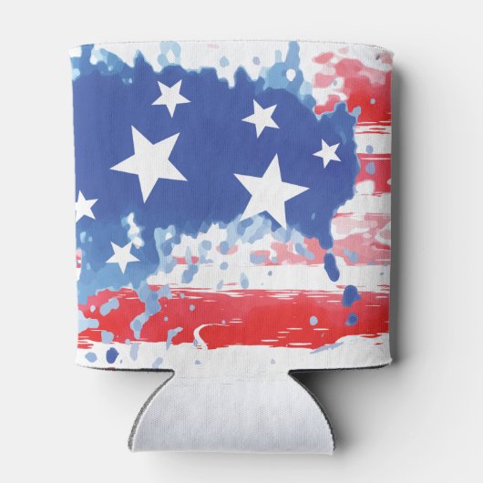 Rood Wit en Blauw Amerikaans Vlag Splatter Blikjeskoeler (Achterkant)