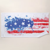 Rood Wit en Blauw Amerikaans Vlag Splatter Strandlaken (Voorkant)