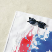 Rood Wit en Blauw Amerikaans Vlag Splatter Strandlaken (In situ)