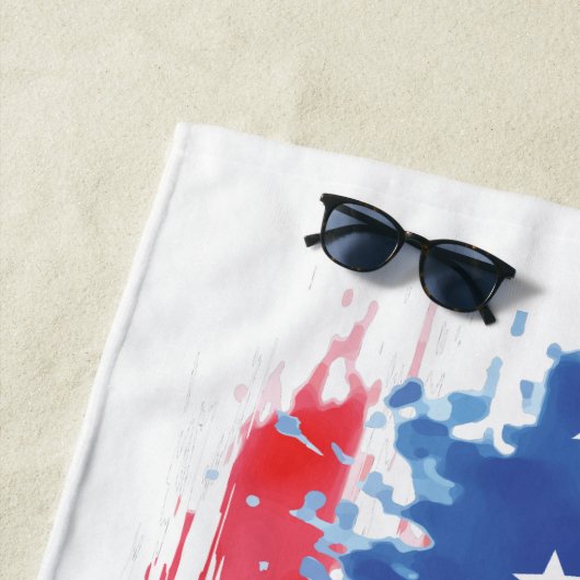 Rood Wit en Blauw Amerikaans Vlag Splatter Strandlaken (In situ)